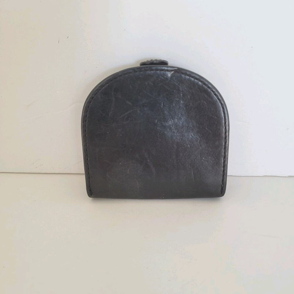 Coach Vintage Mini Coin Holder Wallet Leather Small Black Horseshoe Bifold - Picture 1 of 10